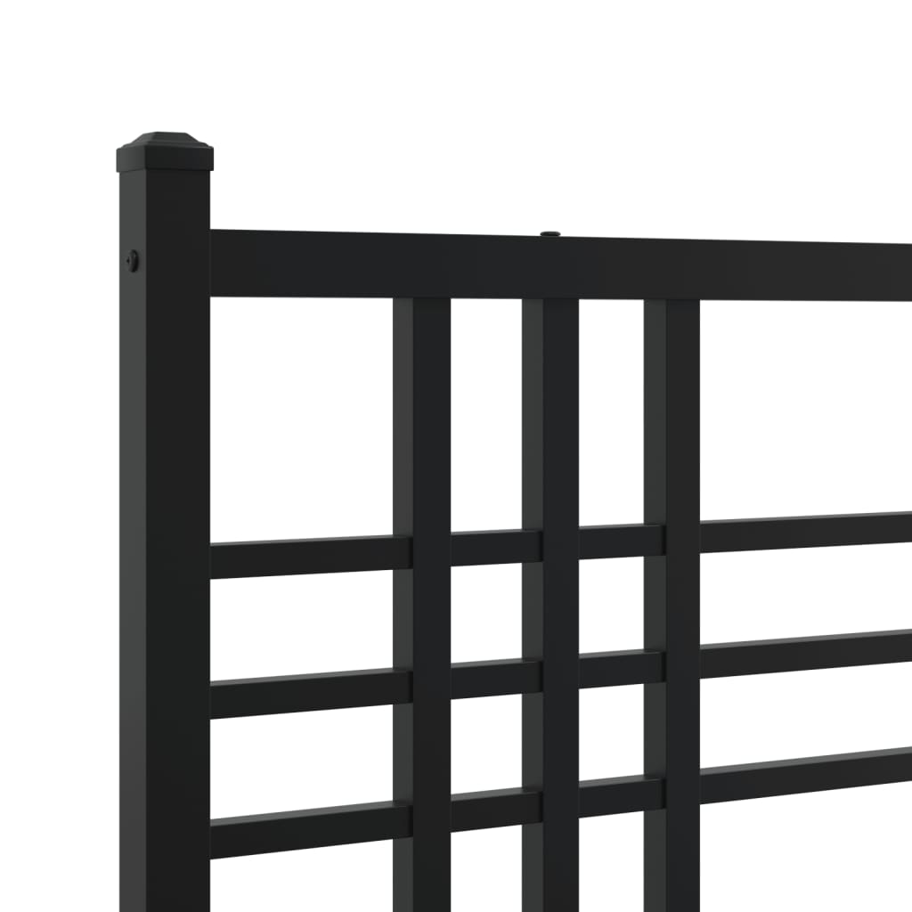 Metal Bed Frame without Mattress with Footboard Black 90x200cm