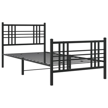 Metal Bed Frame without Mattress with Footboard Black 100x200cm