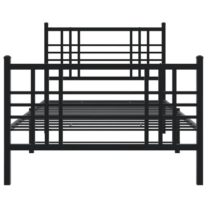 Metal Bed Frame without Mattress with Footboard Black 100x200cm