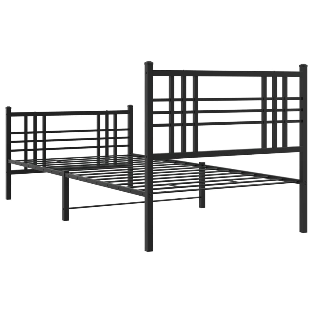 Metal Bed Frame without Mattress with Footboard Black 100x200cm