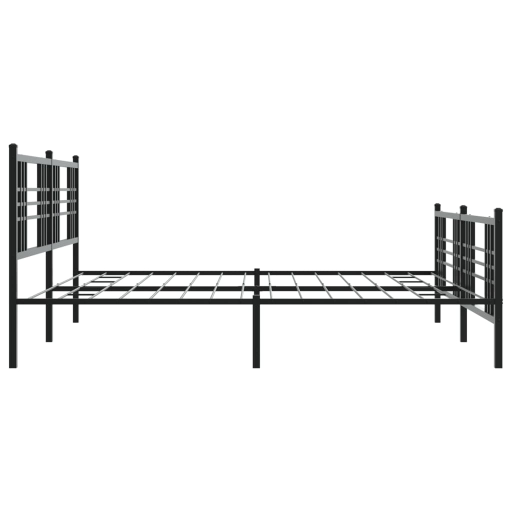 Metal Bed Frame without Mattress with Footboard Black 183x213cm