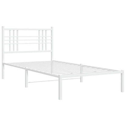 Metal Bed Frame without Mattress with Headboard White 100x200cm