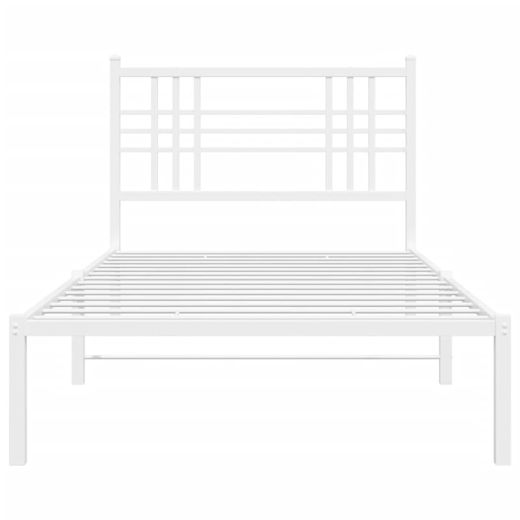Metal Bed Frame without Mattress with Headboard White 100x200cm