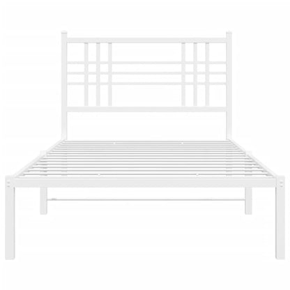 Metal Bed Frame without Mattress with Headboard White 100x200cm