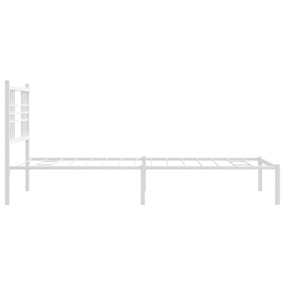 Metal Bed Frame without Mattress with Headboard White 100x200cm