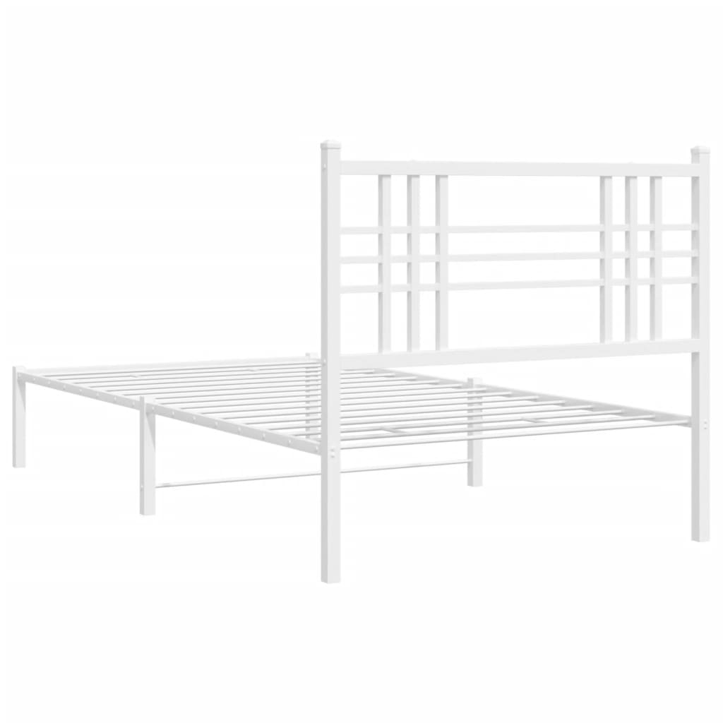 Metal Bed Frame without Mattress with Headboard White 100x200cm