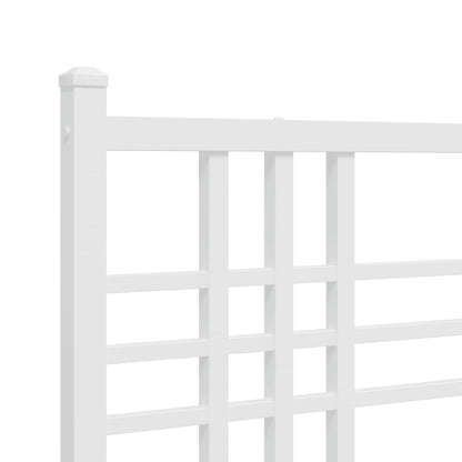 Metal Bed Frame without Mattress with Headboard White 100x200cm