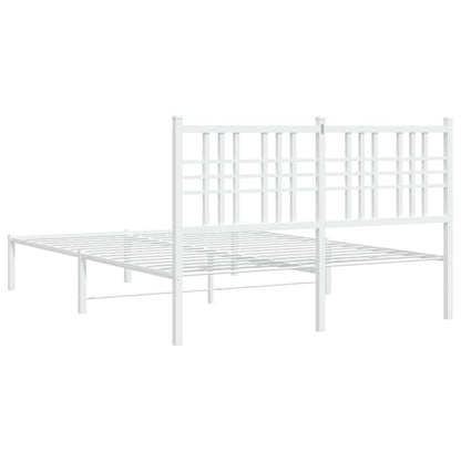 Metal Bed Frame without Mattress with Headboard White 120x190cm