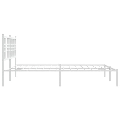 Metal Bed Frame without Mattress with Headboard White 150x200cm
