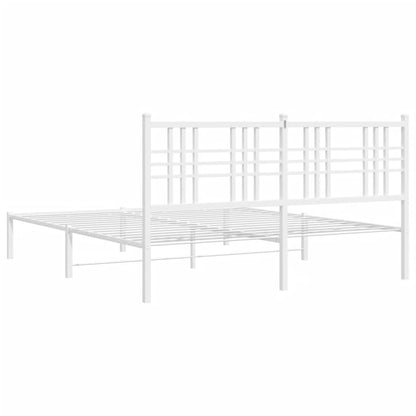 Metal Bed Frame without Mattress with Headboard White 150x200cm