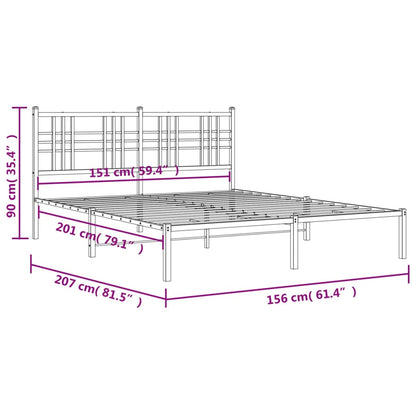 Metal Bed Frame without Mattress with Headboard White 150x200cm