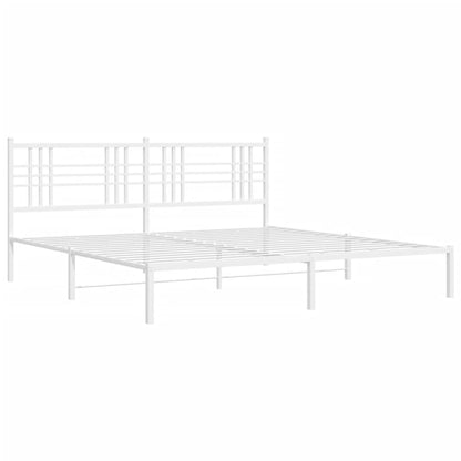 Metal Bed Frame without Mattress with Headboard White 183x213cm