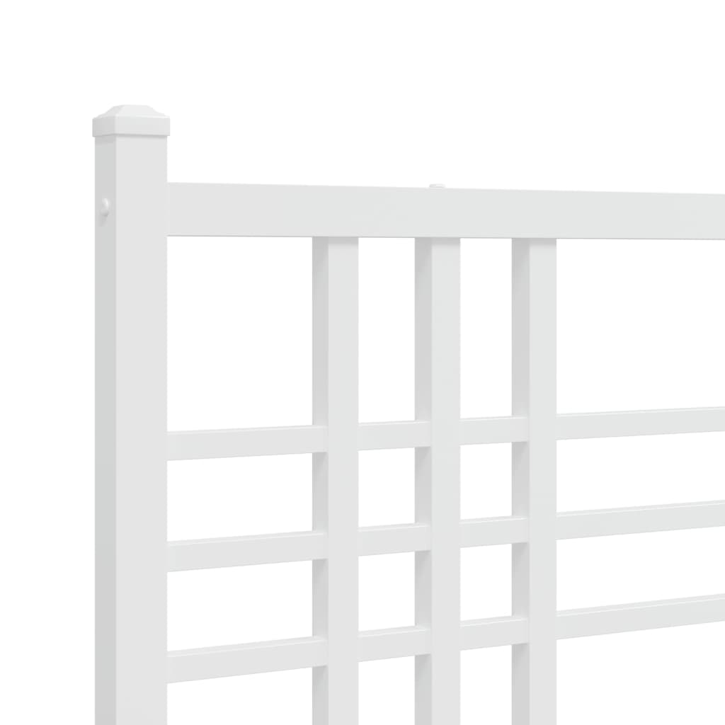 Metal Bed Frame without Mattress with Headboard White 183x213cm