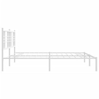 Metal Bed Frame without Mattress with Headboard White 193x203cm