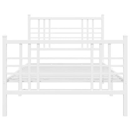 Metal Bed Frame without Mattress with Footboard White 90x190cm