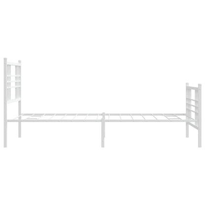 Metal Bed Frame without Mattress with Footboard White 90x190cm