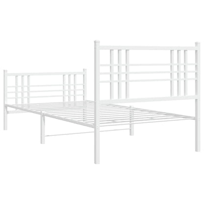 Metal Bed Frame without Mattress with Footboard White 90x190cm