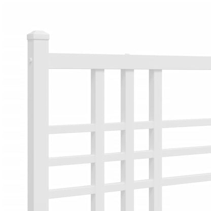 Metal Bed Frame without Mattress with Footboard White 90x190cm