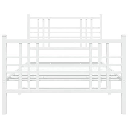Metal Bed Frame without Mattress with Footboard White 90x200cm