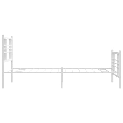 Metal Bed Frame without Mattress with Footboard White 90x200cm