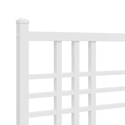 Metal Bed Frame without Mattress with Footboard White 90x200cm