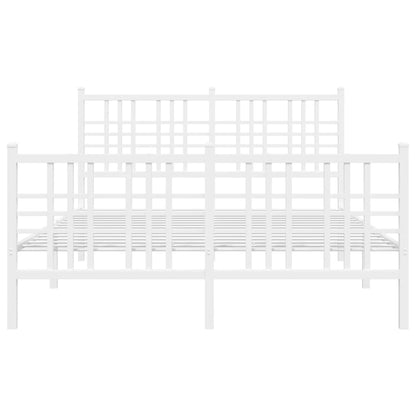 Metal Bed Frame without Mattress with Footboard White 120x190cm
