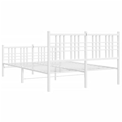 Metal Bed Frame without Mattress with Footboard White 120x190cm