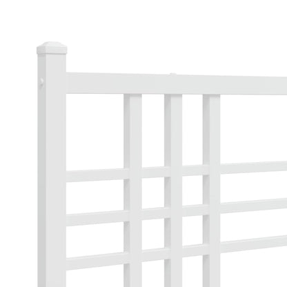 Metal Bed Frame without Mattress with Footboard White 120x190cm
