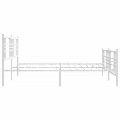 Metal Bed Frame without Mattress with Footboard White 183x213cm