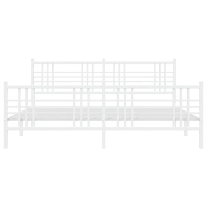 Metal Bed Frame without Mattress with Footboard White 193x203cm