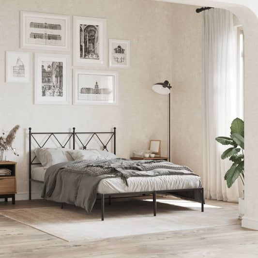 Bed Frame | Black | Powder-Coated Steel | 120x200 cm |  Durable