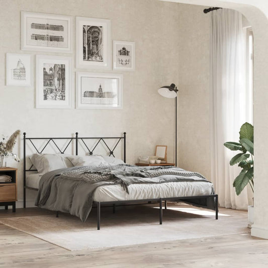 Bed Frame | Black | Powder-Coated Steel | 140x190 cm | Bed Frame