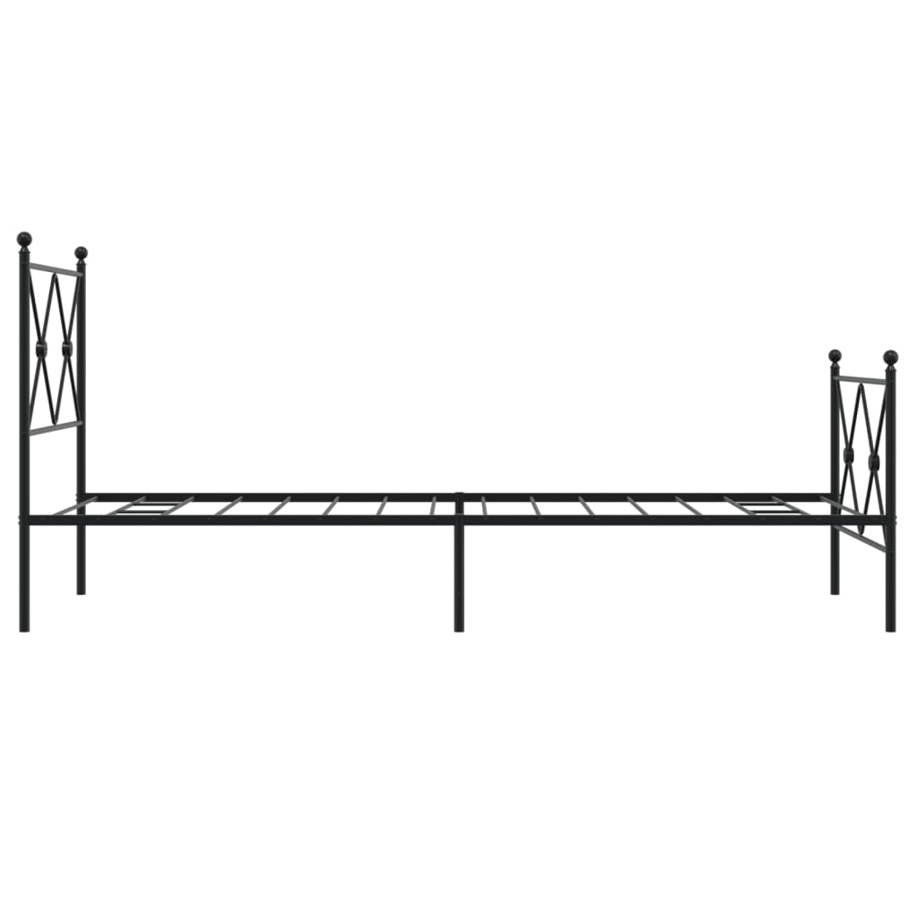Metal Bed Frame without Mattress with Footboard Black 75x190cm