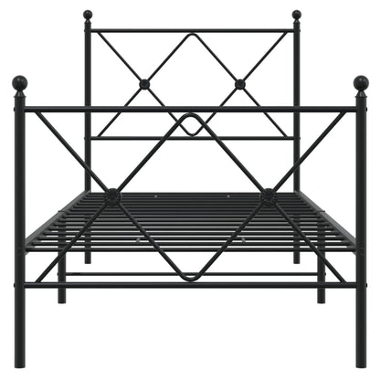 Metal Bed Frame without Mattress with Footboard Black 80x200cm