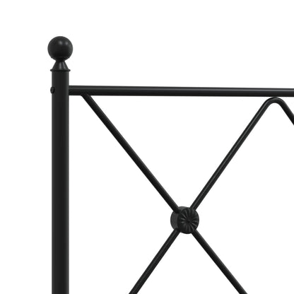 Metal Bed Frame without Mattress with Footboard Black 80x200cm
