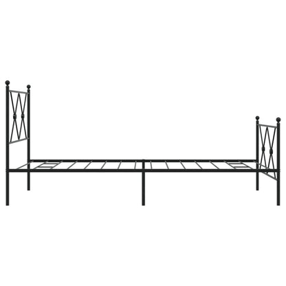 Metal Bed Frame without Mattress with Footboard Black 90x190cm