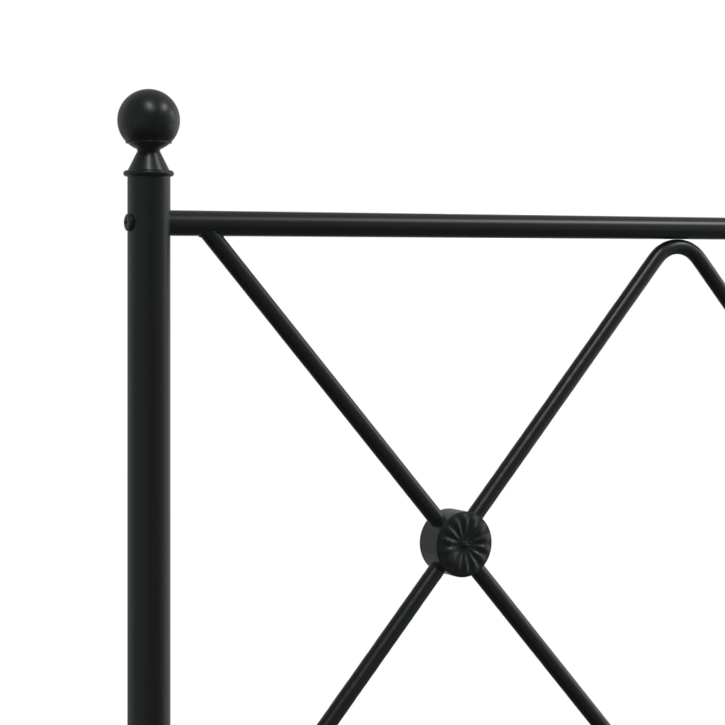 Metal Bed Frame without Mattress with Footboard Black 90x190cm