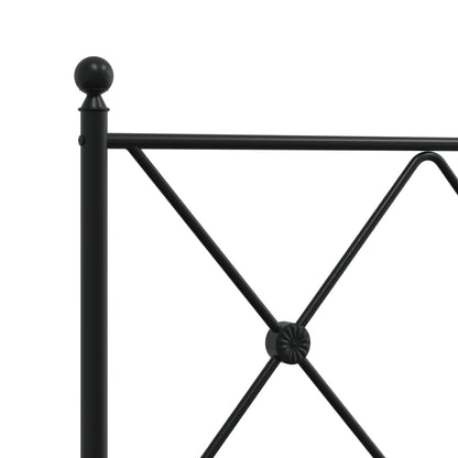 Metal Bed Frame without Mattress with Footboard Black 90x190cm