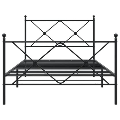 Metal Bed Frame without Mattress with Footboard Black 100x200cm