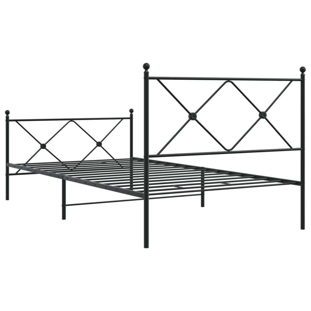 Metal Bed Frame without Mattress with Footboard Black 100x200cm