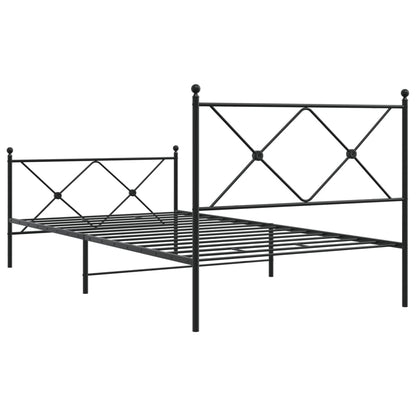 Metal Bed Frame without Mattress with Footboard Black 100x200cm