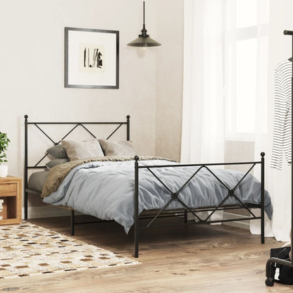 Metal Bed Frame without Mattress with Footboard Black 100x200cm