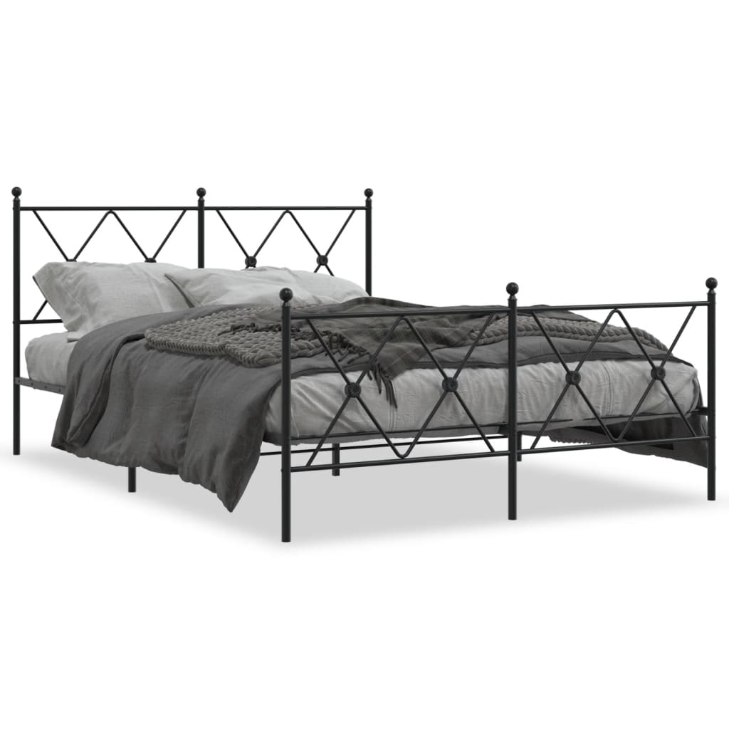 Metal Bed Frame without Mattress with Footboard Black 140x200cm