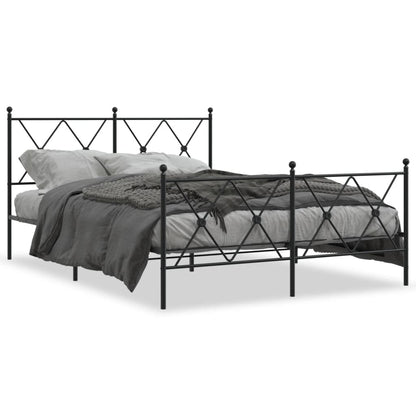 Metal Bed Frame without Mattress with Footboard Black 140x200cm
