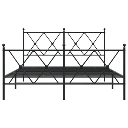 Metal Bed Frame without Mattress with Footboard Black 140x200cm