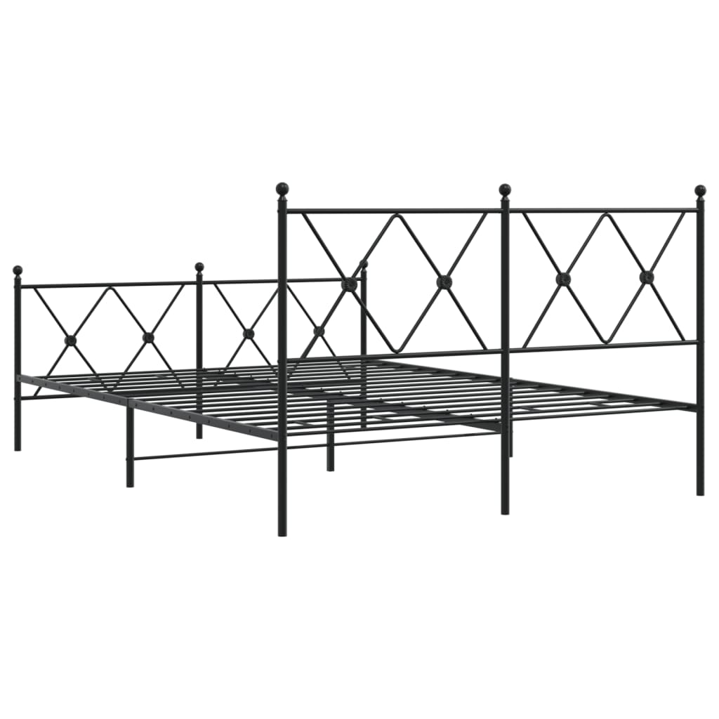 Metal Bed Frame without Mattress with Footboard Black 140x200cm
