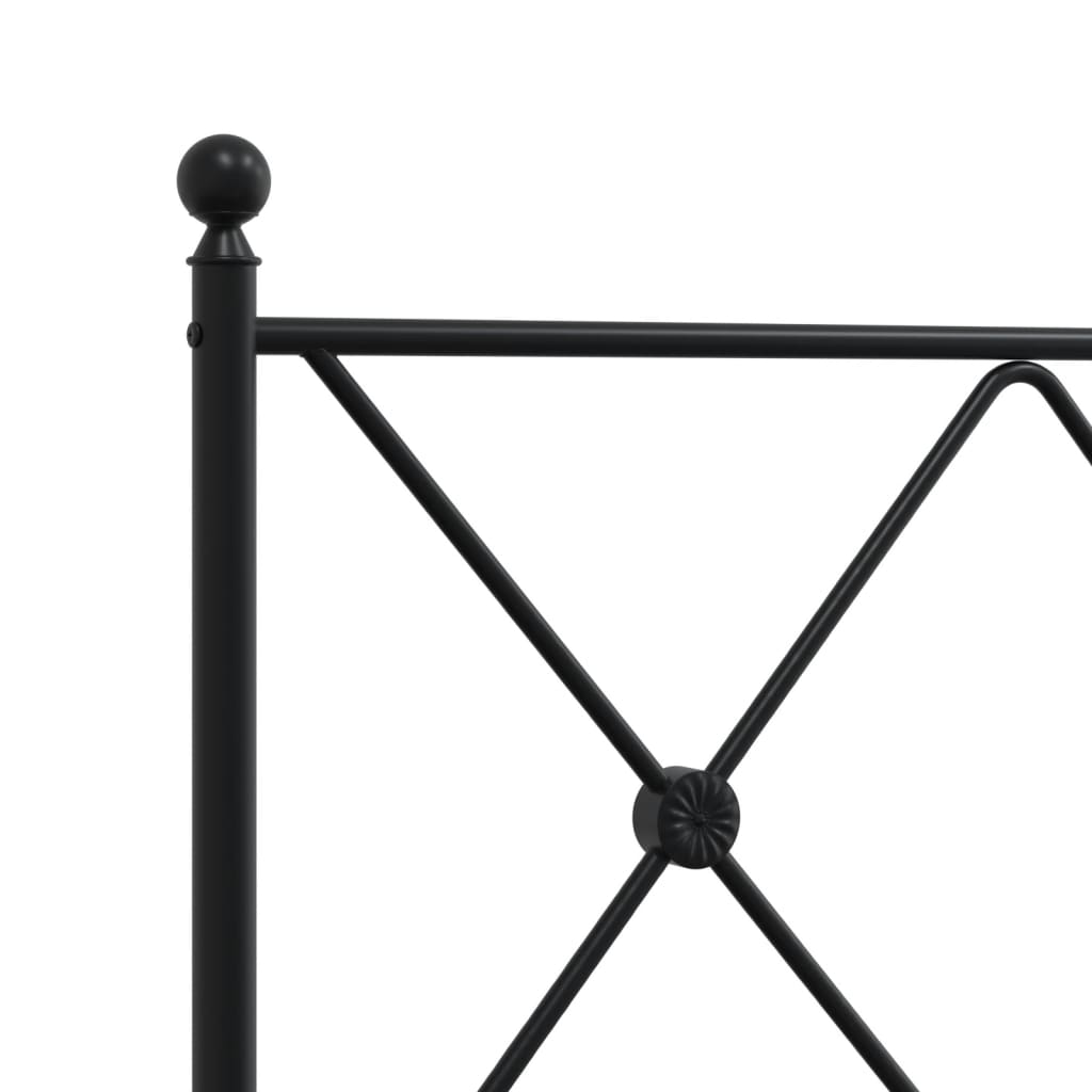 Metal Bed Frame without Mattress with Footboard Black 193x203cm