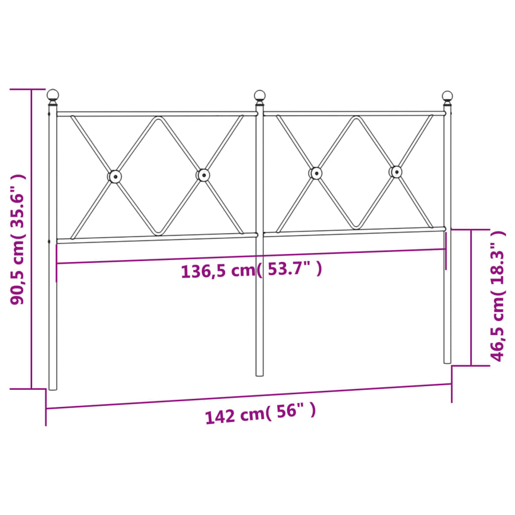 Metal Replace Headboard Black 137cm