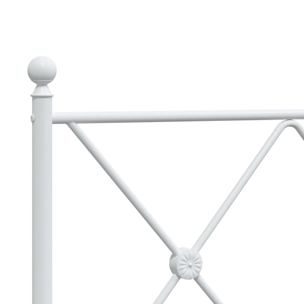 Metal Bed Frame without Mattress with Headboard White 75x190cm