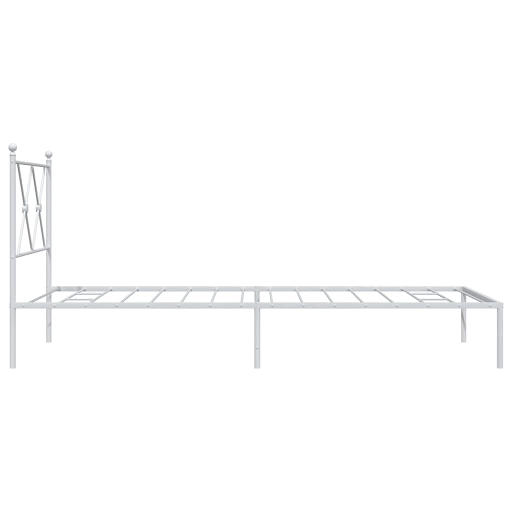 Metal Bed Frame without Mattress with Headboard White 90x190cm